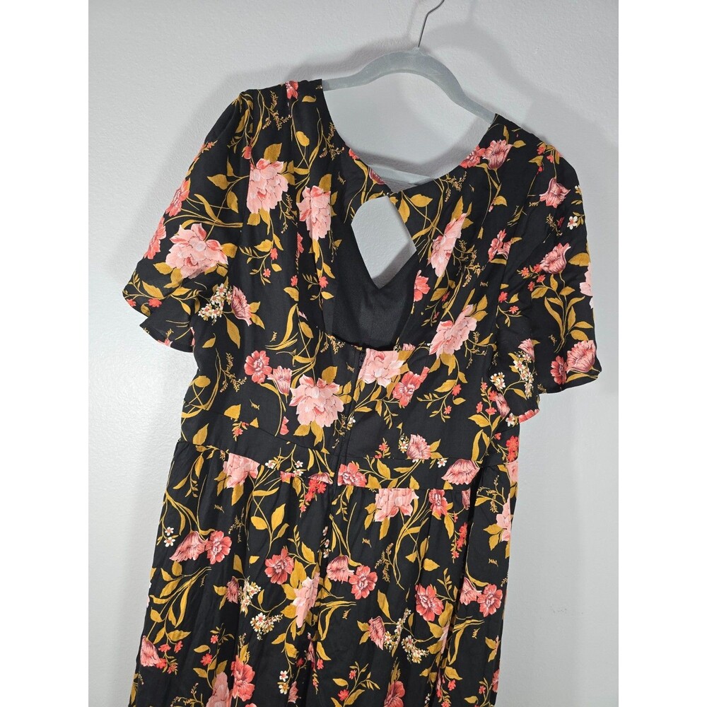 Torrid Walk Through Dress Romper Women Plus Size 20 Black Peach Floral V Neck BK - Picture 8 of 12
